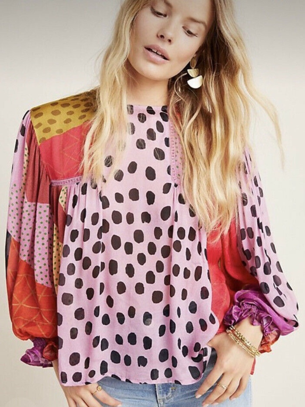Anthropologie Bl-nk Miranda Peasant Blouse Size XL